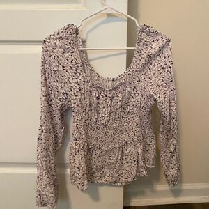 🛍️ Lavender, Navy, White Square Neck Blouse